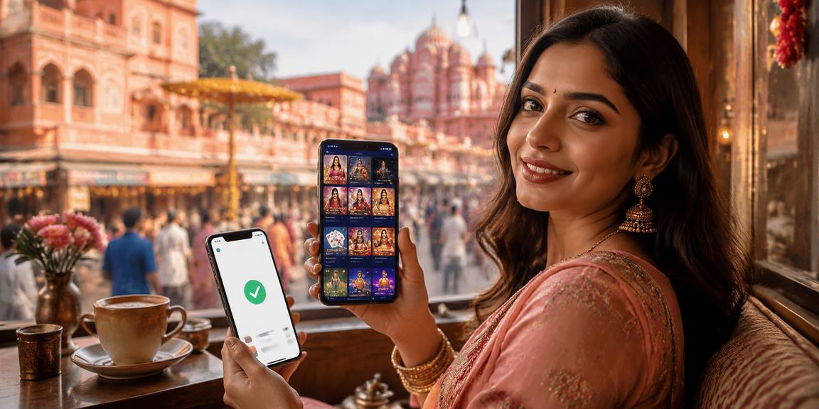 Indian woman making mobile payment using UPI app